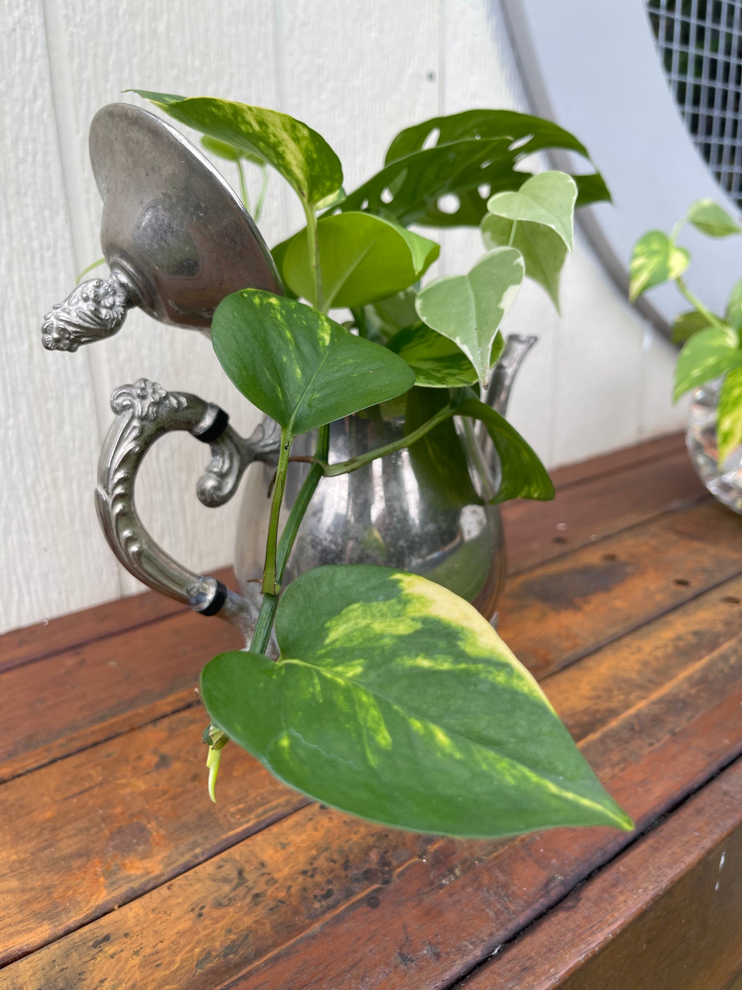 Vintage Sterling Silver Teapot Plant Bouquet