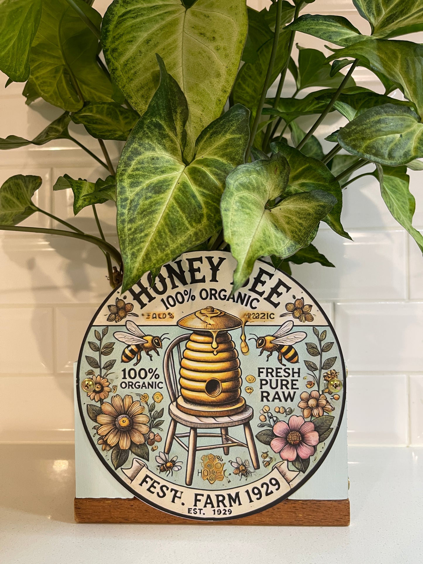 Honey Bee Tin Decorative Planter Box